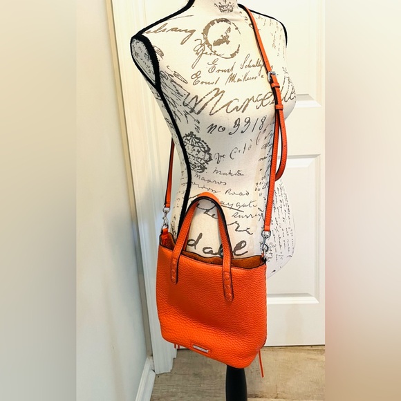 Rebecca Minkoff Mini Unlined Ladies Small Leather Tote Handbag, Mandarin Orange. - Picture 10 of 12